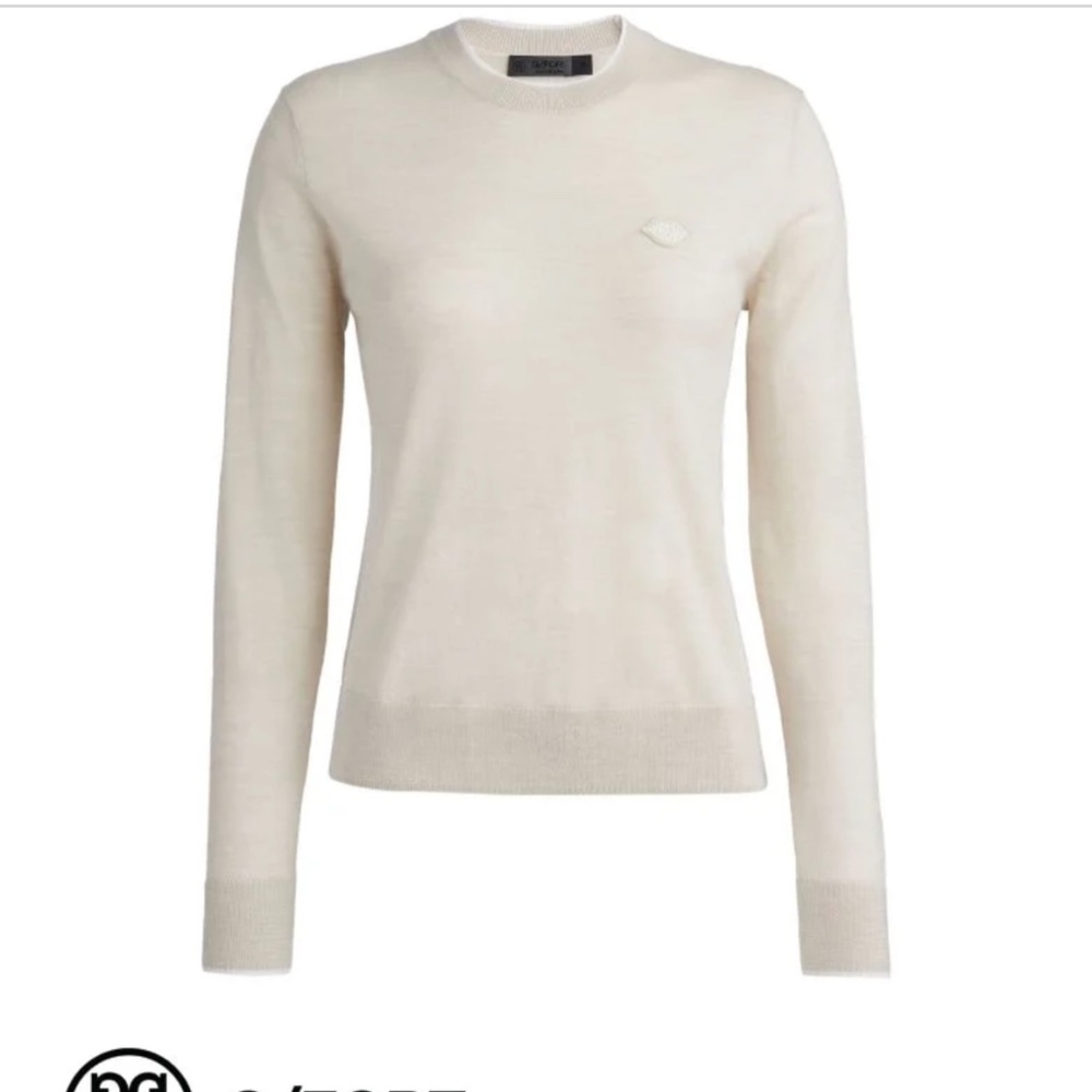 G/FORE Womens Mother Golfer Merino Wool Crewneck Golf Sweater size L in Cream